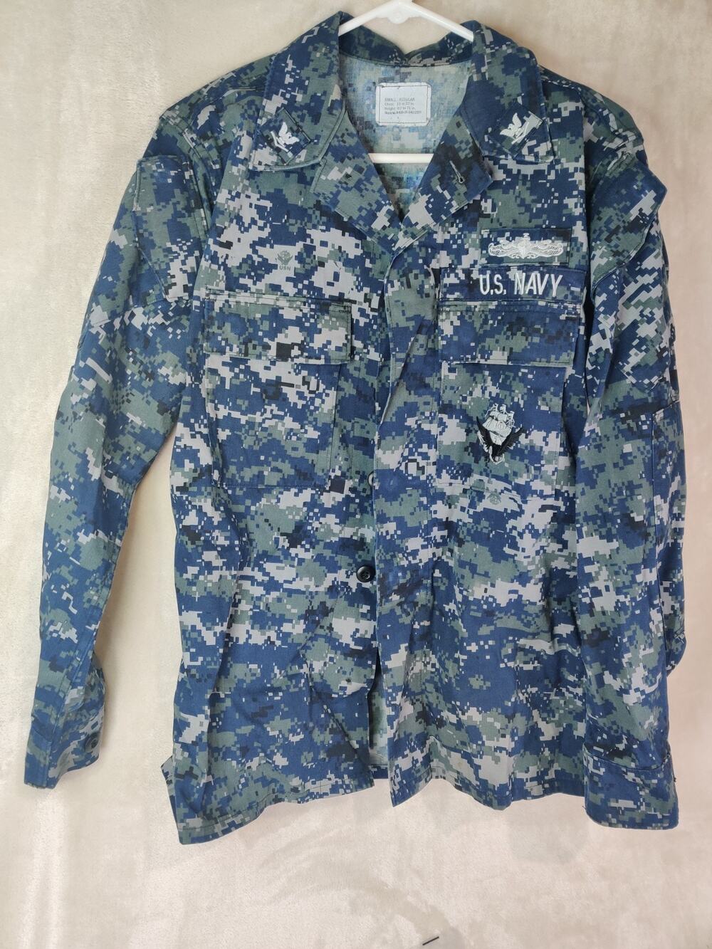 Vintage Retired Navy Blue Camo Uniform Set Size Small Regular Shirt and Pants